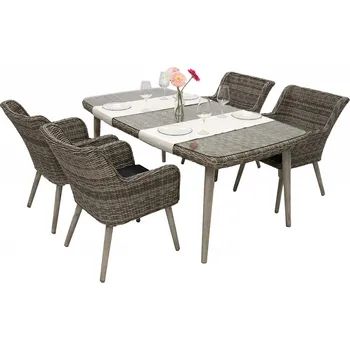 Jídelní set DEOKORK Zahradní ratanová sestava VICTORIA 1+4 (šedá)