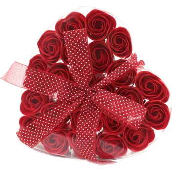 Mýdlo Sada mýdlových růží 24 ks – červené květy do koupele, romantický dárek pro ženy