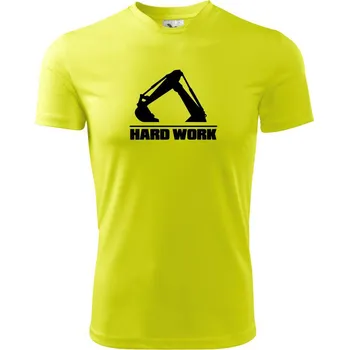 Pánské tričko Hard Work lžíce - Pánské triko Fantasy sportovní (dresovina) - 3XL ( Neonově žlutá )