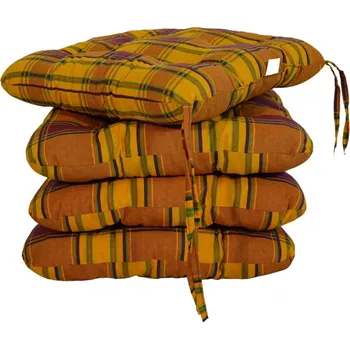 Podsedák Podsedák na židli foukaný se šňůrkou - 40 x 40 - žlutooranžová kostka - sada 4 ks