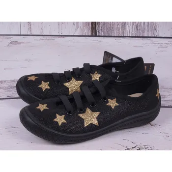 Dívčí tenisky Tenisky plátěnky kecky 3F Malwa 4Bt14/5 černé se zlatými hvězdami velikost: 30