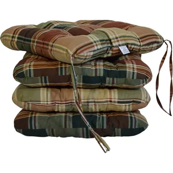 Podsedák Podsedák na židli foukaný se šňůrkou - 40 x 40 - hnědozelená kostka - sada 4 ks