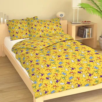 Povlečení Dětské krepové povlečení Kočky žluté Uzávěr: Zip