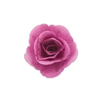 Jedlá dekorace na dort Dekorace oplatková - Růže malá 30 mm, fialová, 3 ks