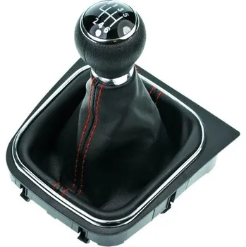 Autodíl Řadící páka s manžetou VW Golf VI 2008 - 2013 Black 6-stupňová převodovka červené prošití