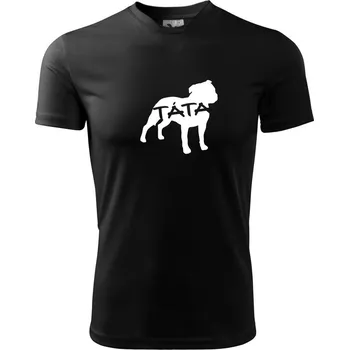 Pánské tričko Stafordširský bullteriér táta obrys - Pánské triko Fantasy sportovní (dresovina) - 3XL ( Černá )