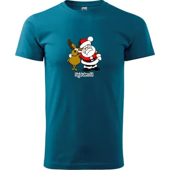 Pánské tričko Nej kámoši - Santa a sob - Klasické pánské triko vyšší gramáže - M ( Petrolejová )