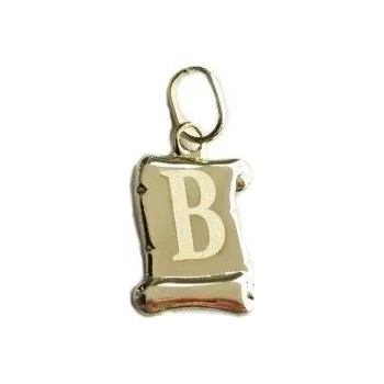 Přívěsek Zlatý přívěšek písmenko "B" Svitek menší 21mm 0,40g Zlato 14k(585/1000)