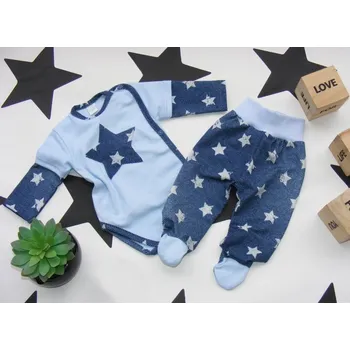 Kojenecká souprava G-baby 2-dílná sada Body dl.rukáv, polodupačky Hvězdička Modrá vel.56
