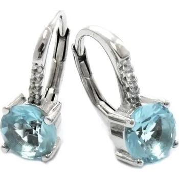 Náušnice Stříbrné náušnice se světle modrým zirkonem čirými zirkony Rhodium Stříbro 925/1000