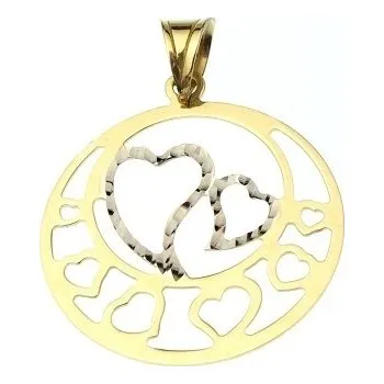 Přívěsek Zlatý přívěs velké kolo se srdíčky 34mm 1,45g Zlato 14k(585/1000)