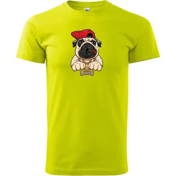 Pánské tričko Mopsík hip hop - Klasické pánské triko vyšší gramáže - XL ( Limetková )