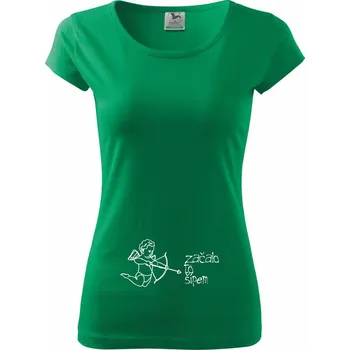 Dámské tričko Začalo to Amorovým šípem - Dámské triko Pure - XS ( Středně zelená )