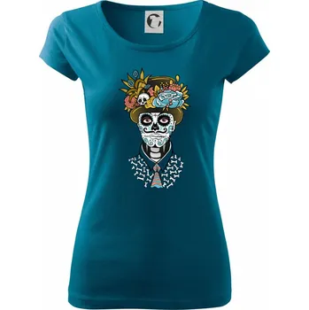 Mexická maska - muž (Pecka design) - Dámské triko Pure - S ( Petrolejová )