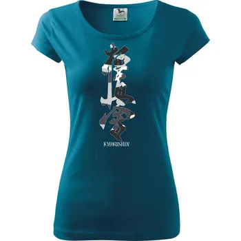 Dámské tričko Kyokushin maskáčový nápis - Dámské triko Pure - L ( Petrolejová )
