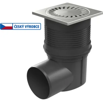 Kanalizační potrubí Kanalizační vpusť boční DN 110 se suchou klapkou a nerezovou mřížkou 150x150 mm (KVB 110 S N) CHUDĚJ (324 S N)