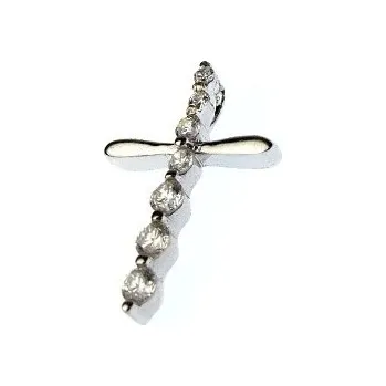 Přívěsek Stříbrný přívěšek křížek 25mm se zirkony Rhodium Stříbro 925/1000