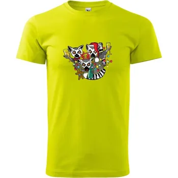 Pánské tričko Vánoční Lemurové (Pecka design) - Klasické pánské triko vyšší gramáže - XS ( Limetková )