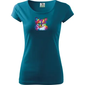 Dámské tričko Čivava barevná - Dámské triko Pure - M ( Petrolejová )