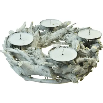 Vánoční dekorace Vingo Adventní věnec bílý - 30 cm