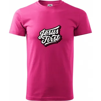 Pánské tričko Jesus first bíle - Klasické pánské triko vyšší gramáže - S ( Purpurová )