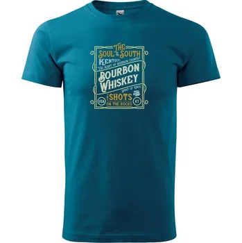 Pánské tričko Bourbon whiskey etiket - Klasické pánské triko vyšší gramáže - S ( Petrolejová )