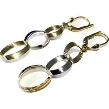 Náušnice Luxusní zlaté náušnice dvoubarevné visací dlouhé 50mm 2,60g Zlato 14k(585/1000)