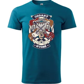 Oddaný hudbě - Klasické pánské triko vyšší gramáže - M ( Petrolejová )