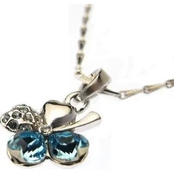 Náhrdelník Náhrdelník čtyřlístek Swarovski Elements Aquamarine