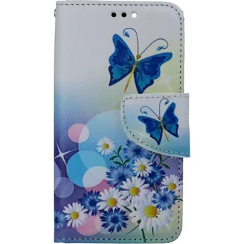 Pouzdro na mobilní telefon Pouzdro iPhone 13 mini knížkové Bílé s motýlkem (kryt neboli obal na iPhone 13 mini)
