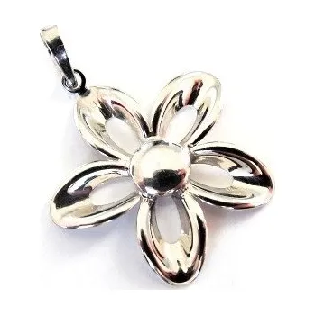 Přívěsek Stříbrný přívěs VELKÁ KYTKA 31mm Rhodium Stříbro 925/1000