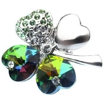 Brož Brož ČTYŘLÍSTEK Swarovski Elements Vitrail Medium