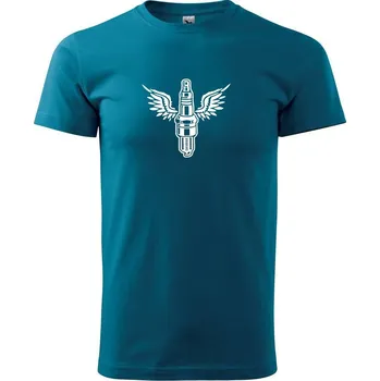 Zapalovací svíčka - Klasické pánské triko vyšší gramáže - S ( Petrolejová )