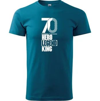 Pánské tričko Hero, Legend, King x Queen 1970 - Klasické pánské triko vyšší gramáže - XS ( Petrolejová )