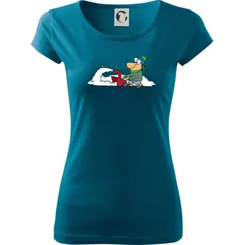 Dámské oblečení Frézování sněhu kreslené - Dámské triko Pure - XL ( Petrolejová )