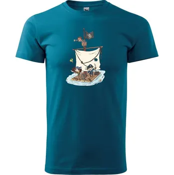 Pánské tričko Pirátská posádka - Klasické pánské triko vyšší gramáže - S ( Petrolejová )