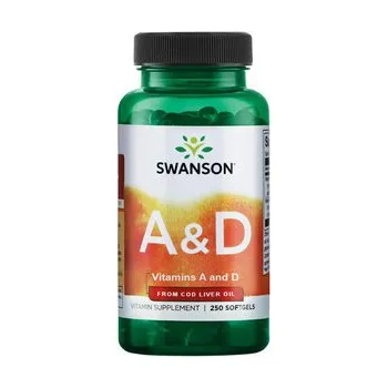 Swanson Vitamin A & D Doplněk stravy s obsahem vitamunu A a D 250 ks, gelové tablety