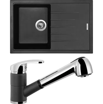Kuchyňský dřez Set Sinks (dřez Best 780 Pureblack 26 + baterie Legenda S Pureblack 26) BE78026LESGR26