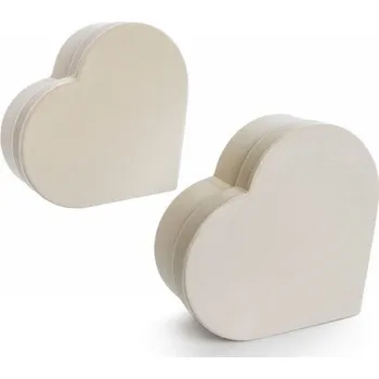 Flower box krémový sametový - srdce, sada 2 ks (121483 001ART17984 flower box s/2 srdce)