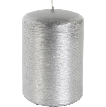 Svíčka Svíčka válec Kontury drátkovaný motiv 70x100 mm - metalická stříbrná