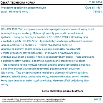ČSN EN 1537 - Provádění speciálních geotechnických prací - Horninové kotvy - Tisk
