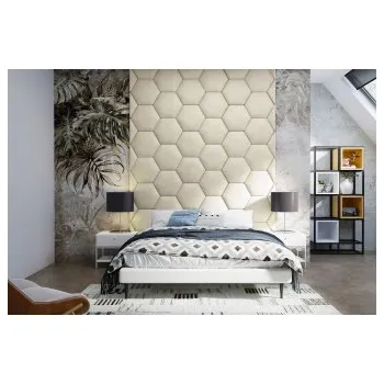 Předsíňová stěna Čalouněný nástěnný panel Hexagon 30 x 26 x 3 cm krémová