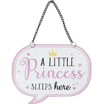 Plechová cedule Menší oválná závěsná kovová cedule Little Princess - 17*13 cm