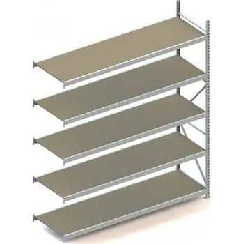 Dílenský regál Regál zásuvný MINI-RACK, V: 3000 mm, 5 polic 2600 x 800 mm z dřevotřísky, nosnost 490 kg, přídavný