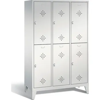 Šatní skříň Šatní skříň typ Cabo, na nožičkách, 6 oddílů, š 1200, h 500, v 1850 mm, šedá