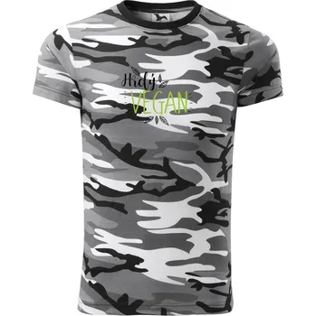 Pánské tričko Hrdý vegan - Army CAMOUFLAGE - L ( Šedý maskáč )