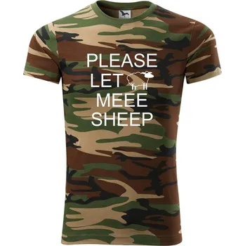 Pánské tričko Please let meee sheep - Army CAMOUFLAGE - L ( Hnědý maskáč )