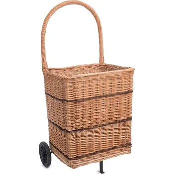 ČistéDřevo Proutěný koš na kolečkách hnědý