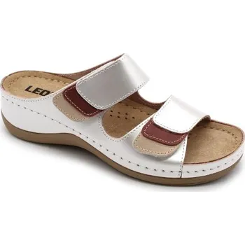 Dámská zdravotní obuv Leon 904 Dámská kožená zdravotní obuv s přezkami na suchý zip - Perlová Velikost: 38