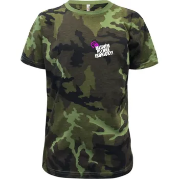 Chlapecké oblečení Mluvím plynně ironicky - Dětské maskáčové triko - 104-110cm / 3-4 roky ( Zelený maskáč )